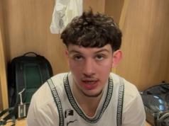 ASSISTA: Frankie Fidler, do Michigan State, fala após vitória sobre New Mexico Aidan Champion, Michigan State Spartans no SI